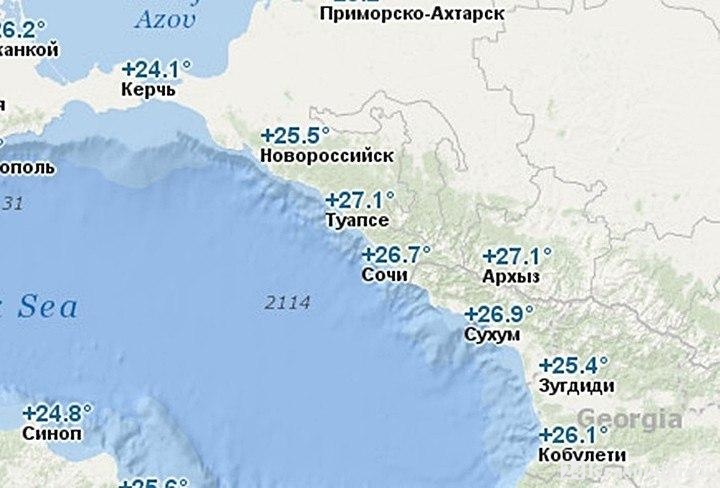 Какая сейчас температура воды в Черном море