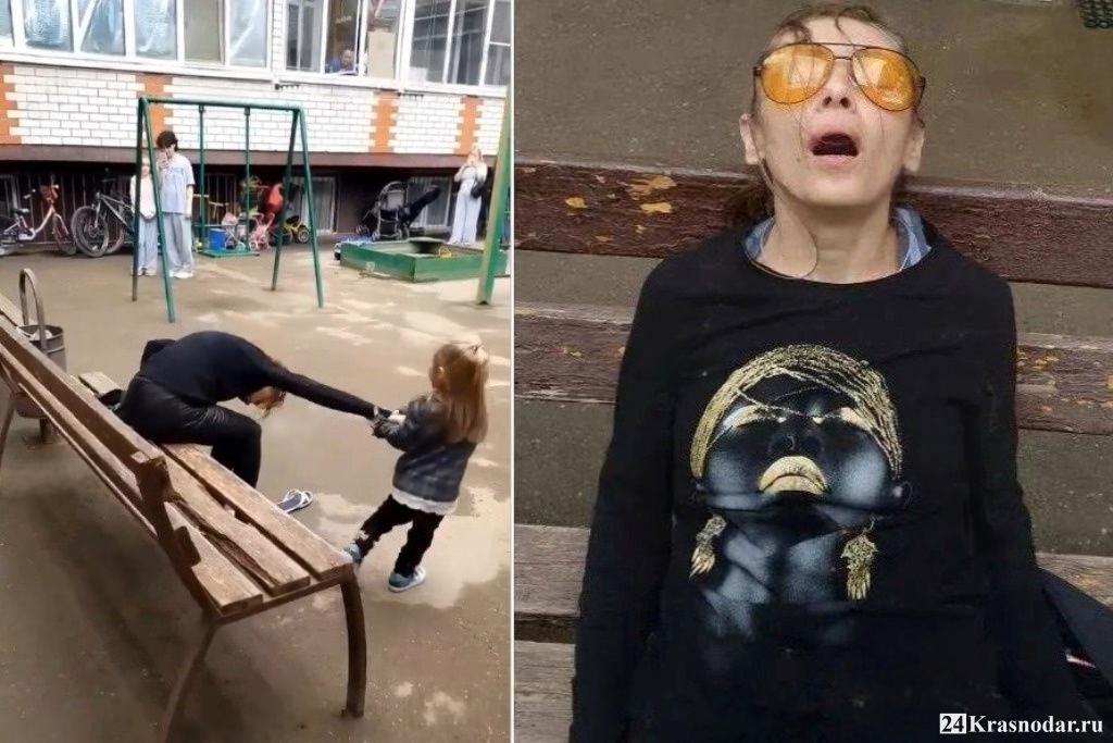 Невменяемая мать с ребенком